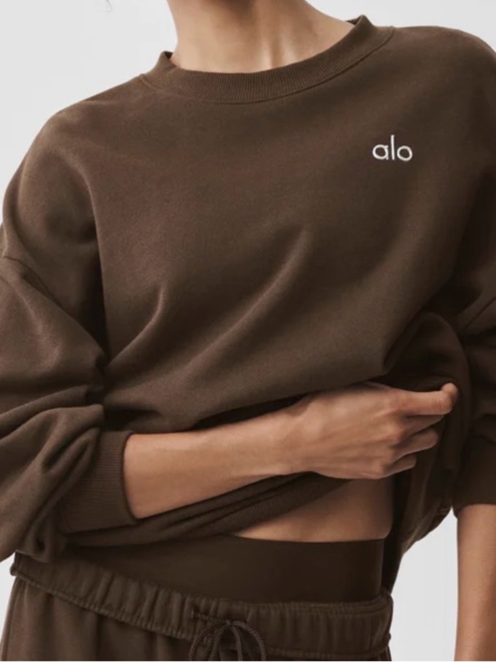 ALO Yoga Espresso Matching Sweatshirt and Pants Accolade Scholar XL Set